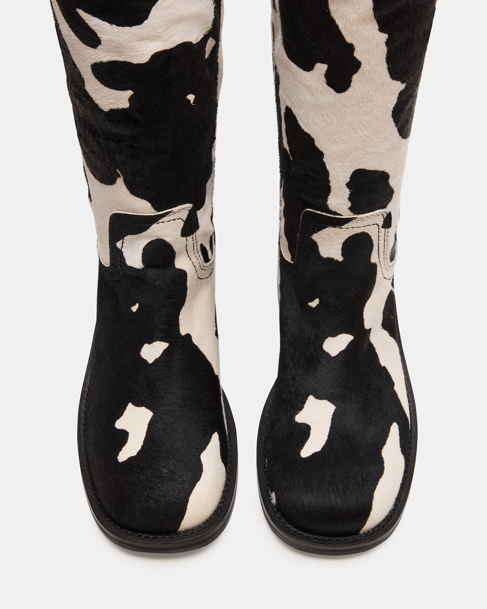 RIGGS BLACK COW PRINT WIDE CALF - BLACK WHITE / 6.0W / 34 - SM REBOOTED
